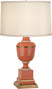 Tangerine Lacquered Paint/Natural Brass w/Ivory Crackle with Spindrift Snowflake Fabric Shade Glass and Natural/Cream Shade