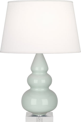 Buy celadon-glazed-ceramic-w-lucite-with-pearl-dupioni-fabric-shade-glass-and-white-shade Small Triple Gourd Table Lamp by Robert Abbey