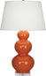 Pumpkin Glazed Ceramic w/Lucite with Pearl Dupioni Fabric Shade Glass and White Shade