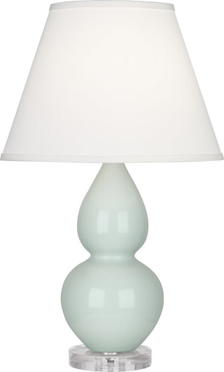 Buy celadon-glazed-ceramic-w-lucite-with-pearl-dupioni-fabric-shade-glass-and-green-shade Small Double Gourd Lamp by Robert Abbey