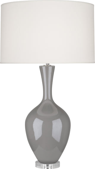 Buy smokey-taupe-glazed-ceramic Audrey Table Lamp by Robert Abbey
