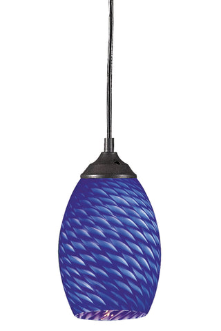 Buy sand-black-with-blue-glass-and-blue-shade Jazz Pendant by Z-Lite