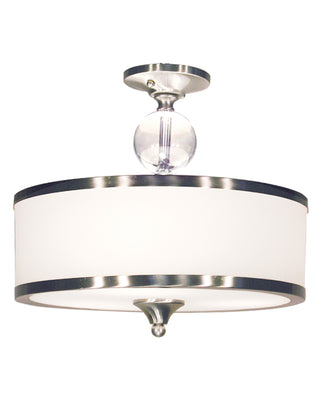 Buy brushed-nickel-with-matte-opal-glass-and-white-shade Cosmopolitan Semi-Flush Mount Ceiling Light by Z-Lite