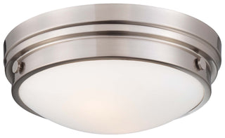 Buy brushed-nickel-with-clear-w-white-paint-inside-glass-and-white-shade Outdoor (Damp) Flush Mount Ceiling Light by Minka-Lavery