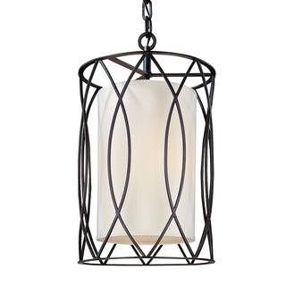 Buy textured-iron-with-white-glass-and-white-shade Sausalito Pendant by Troy Lighting
