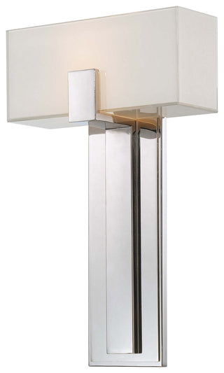 Buy polished-nickel-with-mitered-white-inside-glass-and-white-shade George Kovacs Outdoor (Damp) Sconce by George Kovacs