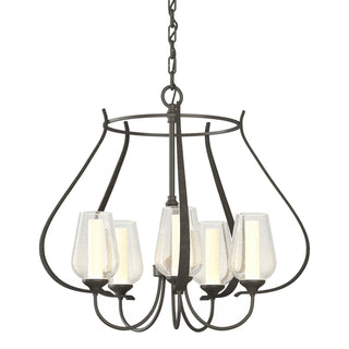 Buy dark-smoke-with-seeded-glass-with-opal-diffuser-zs-glass-and-opal-shade Flora Chandelier by Hubbardton Forge