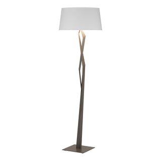 Buy dark-smoke-with-natural-anna-shade-sf-glass-and-woven-natural-shade Facet Floor Lamp by Hubbardton Forge