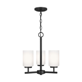 Buy midnight-black-with-cased-opal-etched-glass-and-opal-shade Oslo Chandelier by Generation Lighting