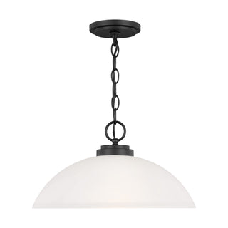 Buy midnight-black-with-etched-white-inside-glass-and-white-shade Oslo Pendant by Generation Lighting