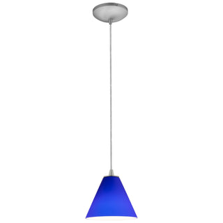 Buy brushed-steel-with-cobalt-glass-and-blue-shade Martini Pendant by Access