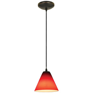 Buy oil-rubbed-bronze-with-red-glass-and-red-shade Martini Pendant by Access