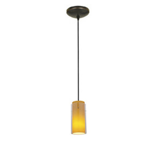 Buy oil-rubbed-bronze-with-clear-amber-glass-and-amber-brown-shade Glass&#39;n Glass Cylinder Pendant by Access