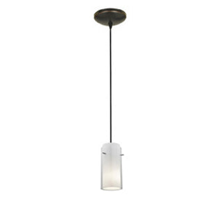 Buy oil-rubbed-bronze-with-clear-opal-glass-and-white-shade Glass&#39;n Glass Cylinder Pendant by Access