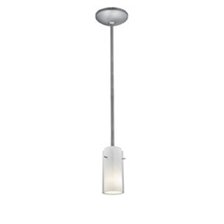 Buy brushed-steel-with-clear-opal-glass-and-white-shade Glass&#39;n Glass Cylinder Pendant by Access