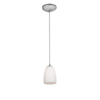 Buy brushed-steel-with-opal-glass-and-white-shade Sherry Pendant by Access