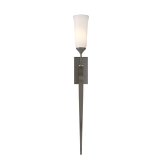 Buy dark-smoke-with-opal-glass-gg-glass-and-opal-shade Sweeping Taper Sconce by Hubbardton Forge