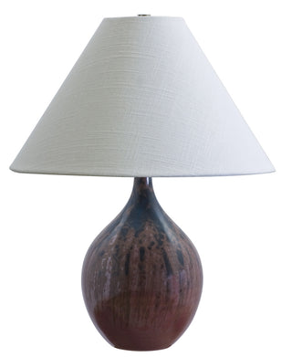 Buy decorated-red-with-cream-linen-hardback-glass-and-natural-cream-shade Scatchard Table Lamp by House of Troy