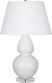 Lily Glazed Ceramic w/Lucite with Pearl Dupioni Fabric Shade Glass and White Shade