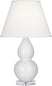 Lily Glazed Ceramic w/Lucite with Pearl Dupioni Fabric Shade Glass and White Shade