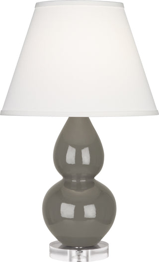 Buy ash-glazed-ceramic-w-lucite-with-pearl-dupioni-fabric-shade-glass-and-white-shade Small Double Gourd Lamp by Robert Abbey