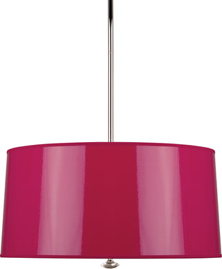 Buy polished-nickel-with-fuchsia-ceramik-parchment-shade-with-silver-mylar-lining-glass-and-pink-shade Penelope Pendant by Robert Abbey