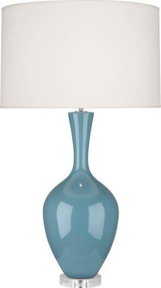 Buy steel-blue-glazed-ceramic Audrey Table Lamp by Robert Abbey