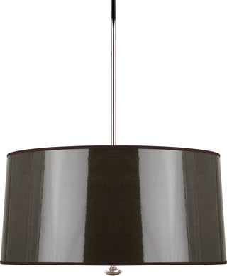 Buy polished-nickel-with-taupe-ceramik-parchment-shade-with-silver-mylar-lining-glass-and-amber-brown-shade Penelope Pendant by Robert Abbey