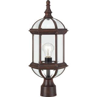 Buy rustic-bronze-with-clear-beveled-glass-and-clear-shade Boxwood Outdoor (Wet) Post Lantern by Nuvo Lighting