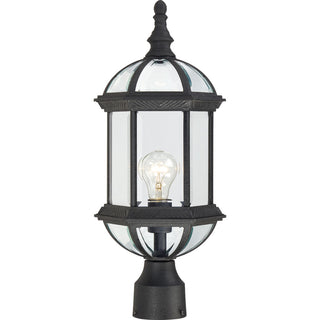 Buy textured-black-with-clear-beveled-glass-and-clear-shade Boxwood Outdoor (Wet) Post Lantern by Nuvo Lighting