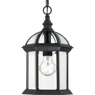 Buy textured-black-with-clear-beveled-glass-and-clear-shade Boxwood Outdoor (Damp) Hanging Lanterns by Nuvo Lighting