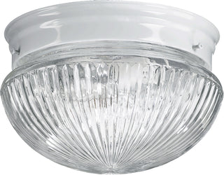 Buy white-with-ribbed-glass-and-clear-textured-shade Ribbed Mushrooms Outdoor (Damp) Ceiling Light by Quorum