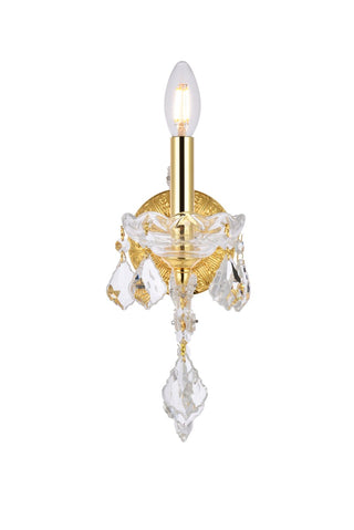 Buy gold-and-clear-shade Maria Theresa Outdoor (Damp) Sconce by Elegant Lighting