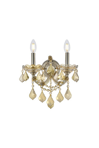 Buy golden-teak-and-amber-brown-shade Maria Theresa Outdoor (Damp) Sconce by Elegant Lighting