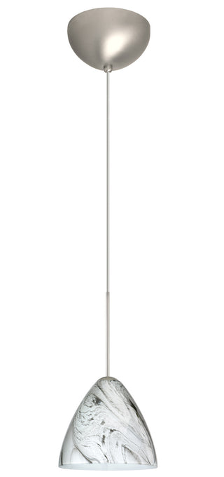 Buy satin-nickel-with-marble-grigio-4-5-x-5-x-5-glass-and-white-shade Mia Pendant by Besa