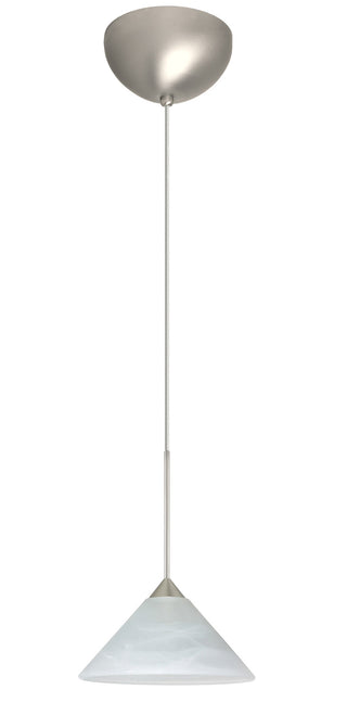 Buy satin-nickel-with-marble-2-5-x-5-5-x-5-5-glass-and-white-shade Kona Pendant by Besa