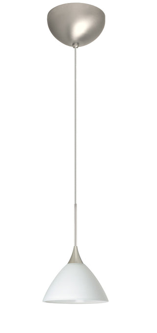 Buy satin-nickel-with-white-2-875-x-5-x-5-glass-and-white-shade Domi Pendant by Besa