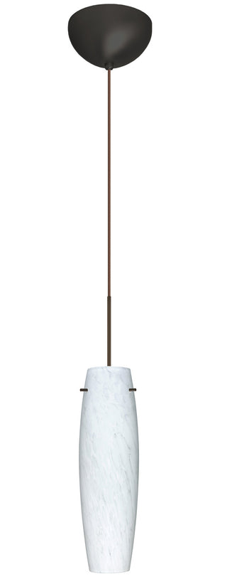 Buy bronze-with-carrera-glass-and-white-shade Tu Tu Pendant by Besa