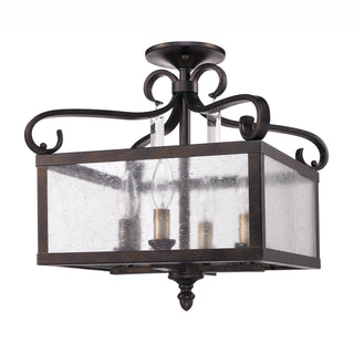 Buy fired-bronze-with-seeded-glass-glass-and-clear-seedy-shade Valencia Semi-Flush Mount Ceiling Light by Golden