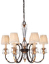 French Bronze w/Gold Leaf Highlights with Pleated Champagne Glass and Natural/Cream Shade