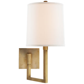 Buy soft-brass-with-7-25-x-7-75-x-8-25-linen-glass-and-white-shade Aspect Sconce by Visual Comfort Signature