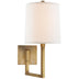 Soft Brass with 7.25" x 7.75" x 8.25" Linen Glass and White Shade