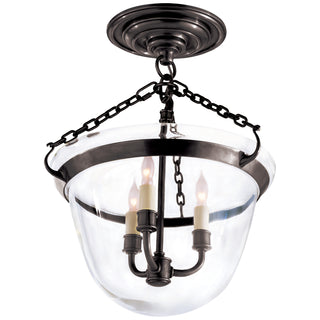 Buy bronze-with-clear-glass-glass-and-clear-shade Country Bell Jar Outdoor (Damp) Semi-Flush Mount Ceiling Light by Visual Comfort Signature