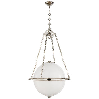 Buy polished-nickel-with-white-glass-glass-and-white-shade Modern Globe Lantern by Visual Comfort Signature