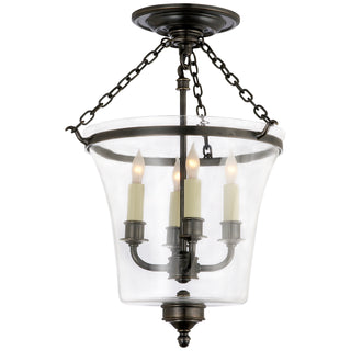 Buy bronze-with-clear-glass-glass-and-clear-shade Sussex Bell Jar Semi-Flush Mount Ceiling Light by Visual Comfort Signature