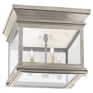 Buy antique-nickel-with-clear-glass-glass-and-clear-shade Club Square Outdoor (Damp) Flush Mount Light by Visual Comfort Signature