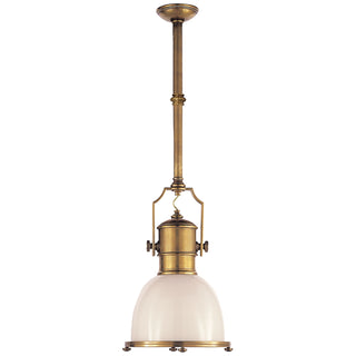 Buy antique-burnished-brass-with-9-5-x-14-white-glass-glass-and-white-shade Country Industrial Pendant by Visual Comfort Signature