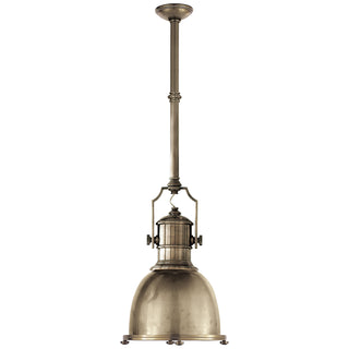 Buy antique-nickel-with-9-5-x-14-antique-nickel-glass-and-metal-shade Country Industrial Pendant by Visual Comfort Signature
