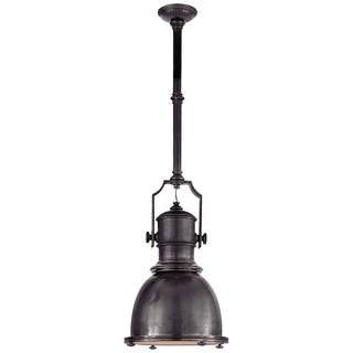 Buy bronze-with-9-5-x-14-bronze-glass-and-metal-shade Country Industrial Pendant by Visual Comfort Signature