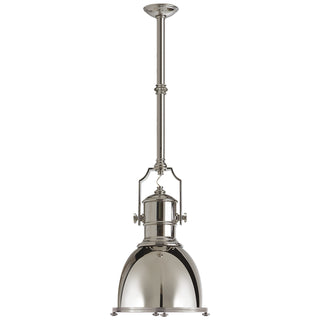 Buy polished-nickel-with-9-5-x-14-polished-nickel-glass-and-metal-shade Country Industrial Pendant by Visual Comfort Signature
